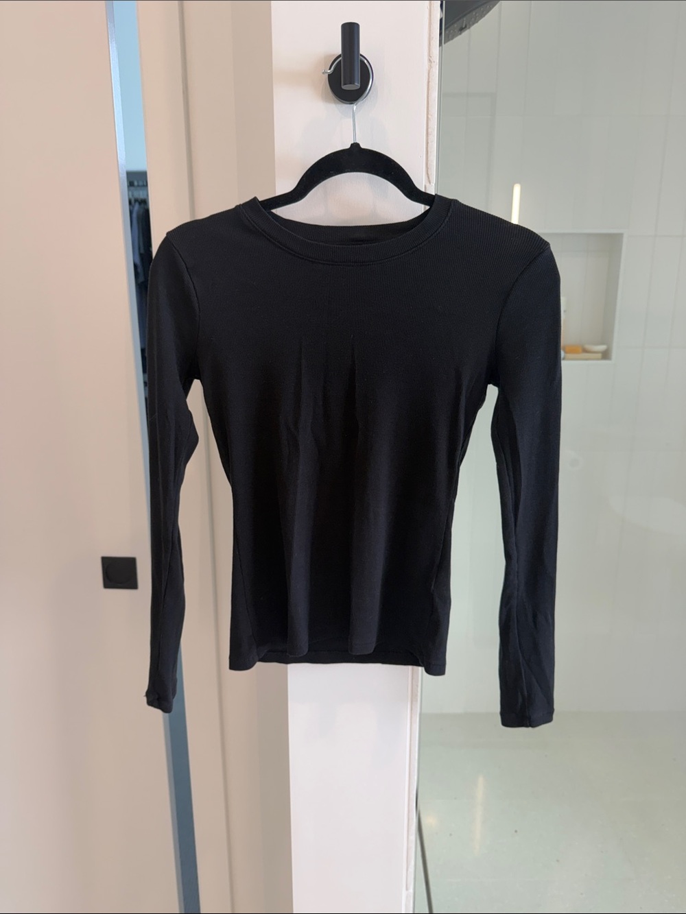 Madewell Fine Ribbed Crewneck Long-Sleeve Tee XS